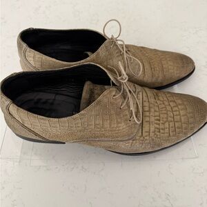 Emporio Armani Beige Crocodile Pattern Oxfords
